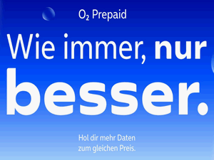 Zum Beitrag: Neue o2 Prepaid-Tarife mit mehr Datenvolumen: 20 GB ab 9,99 €, 80 GB ab 19,99 € − und neues Jahrespaket mit 150 GB