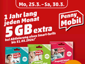 Penny Mobil Aktion mit 5 GB Datenvolumen extra