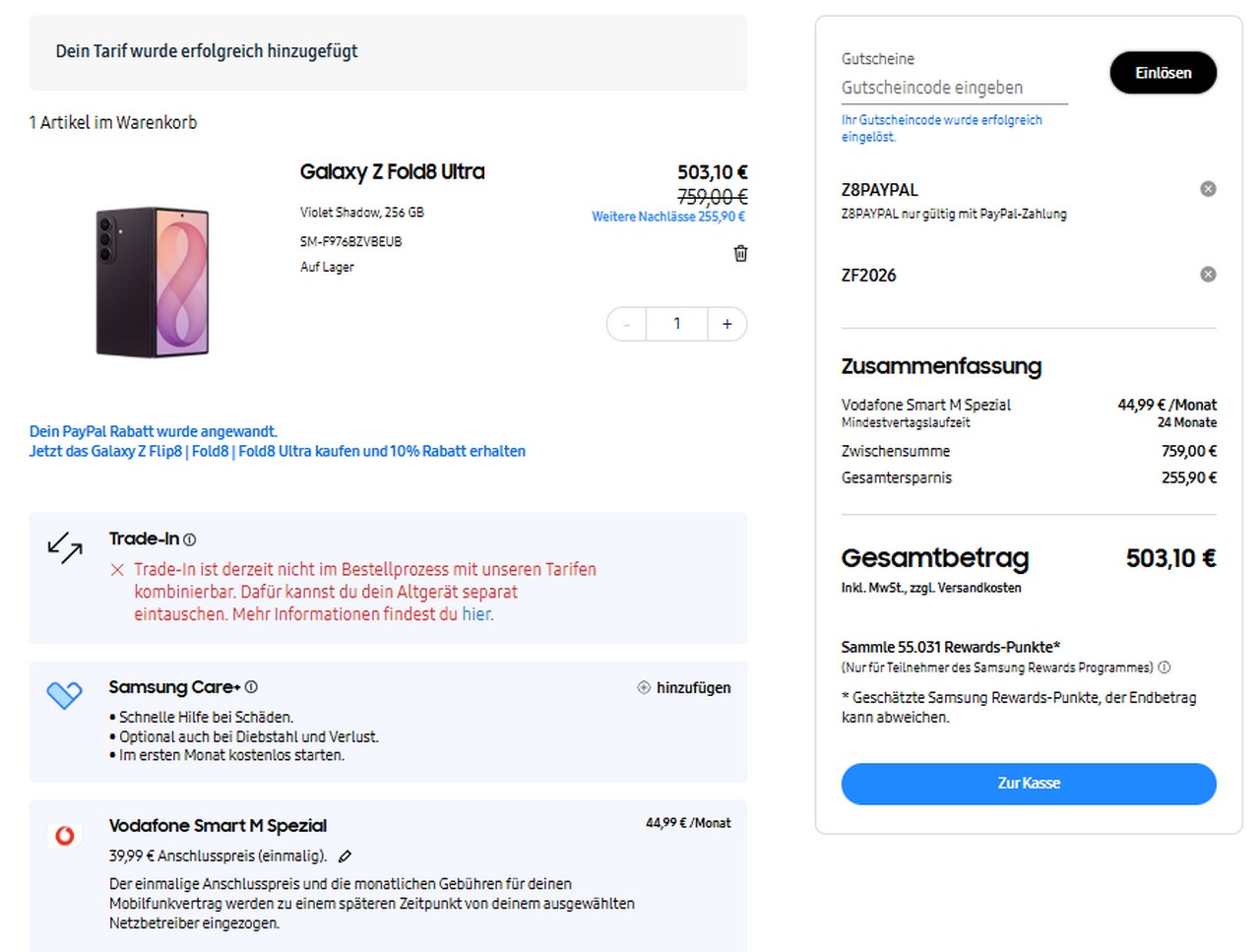 Gutscheine clever kombinieren, zum Beispiel beim Samsung Galaxy Z Fold8 Ultra