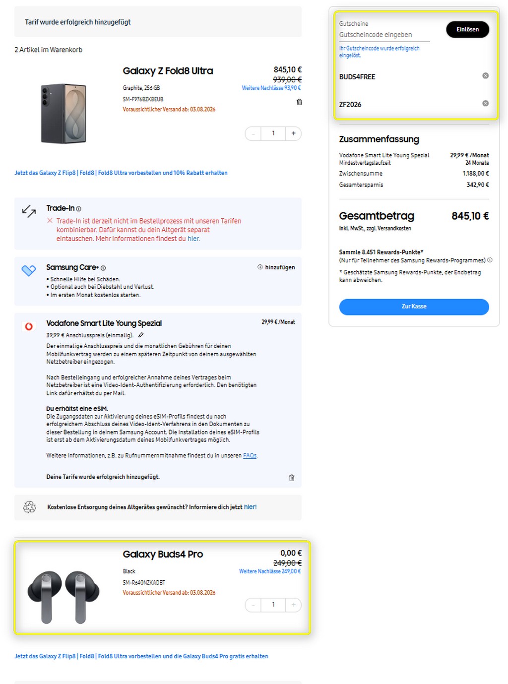 Samsung Galaxy Z Fold8 Ultra vorbestellen (2 Gutscheine anwendbar)