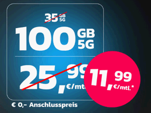 simyo 100-GB-Tarif für 11,99 € im Monat (Black Friday Aktion) simyo 100-GB-Tarif für 11,99 € im Monat (Black Friday Aktion)