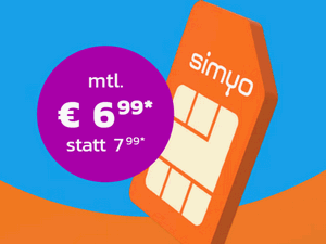 Zum Beitrag: Simyo M: 35 GB Allnet-Flat mit 24 € Cashback − rechnerisch für effektiv Ø 6,99 € im Monat