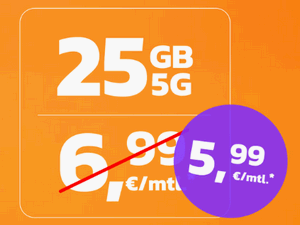 Zum Beitrag: Simyo S: 25 GB Allnet-Flat für 5,99 € Grundgebühr + 2 Freimonate (Ø: 5,49 € mtl.)