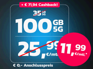simyo XL mit 100 GB für 11,99 € + Cashback (Black Friday)