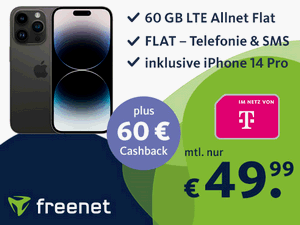 Zum Beitrag: Telekom green LTE 60 GB + iPhone 14 Pro