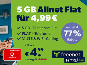 Vodafone green LTE 5 GB für 4,99 € im Monat
