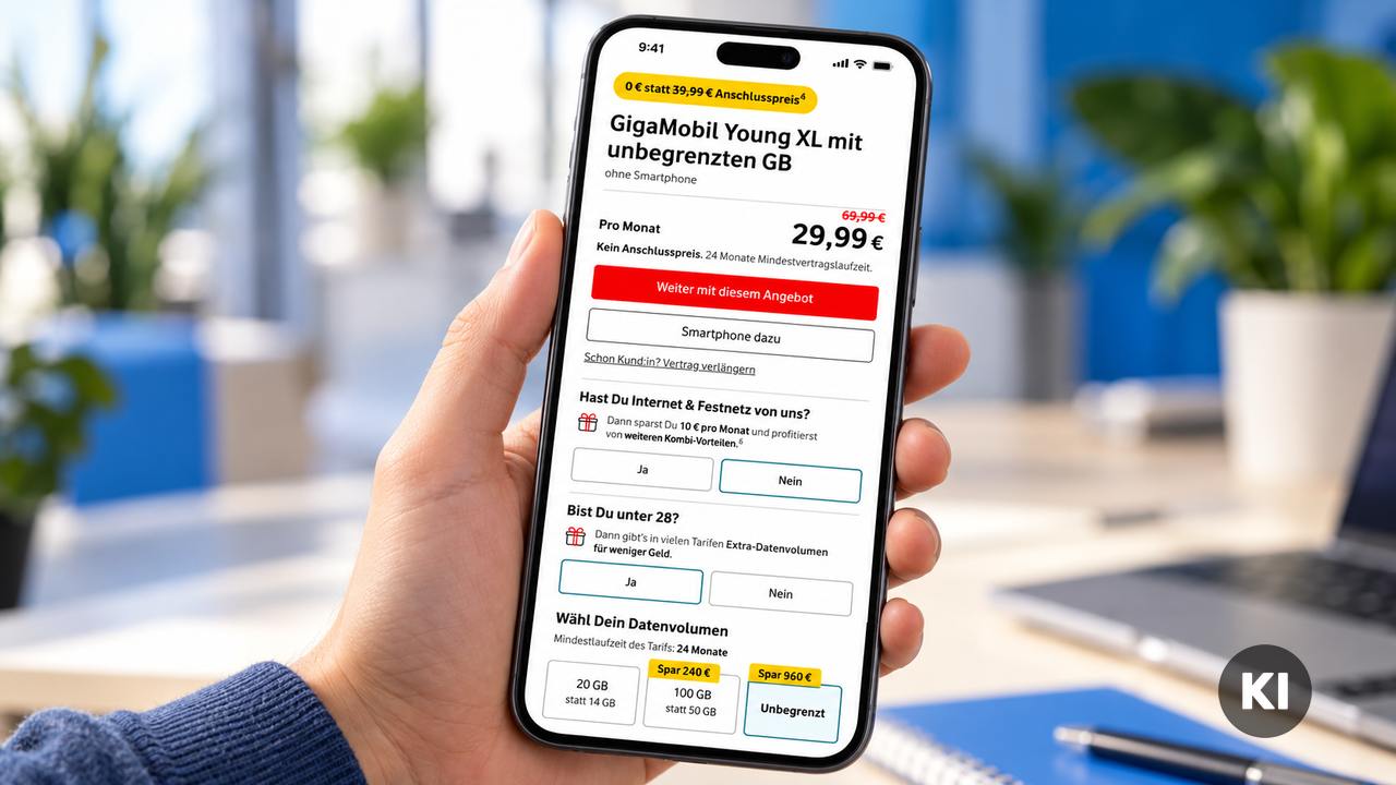 Vodafone Young XL als Unlimited-Flat für 29,99 € im Monat