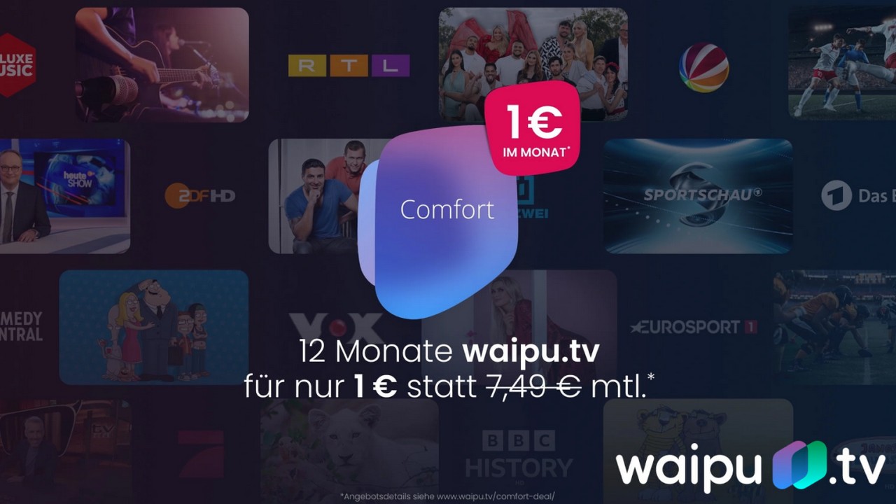 waipu.tv Comfort im 1-Euro-Deal