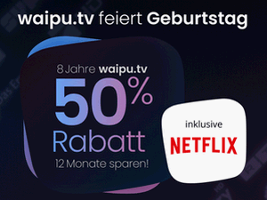 Zum Beitrag: waipu.tv Angebot zum 8. Geburtstag: 50% Aktion für die ersten 12 Monate − oder mit DAZN ab 34,99 € im Monat