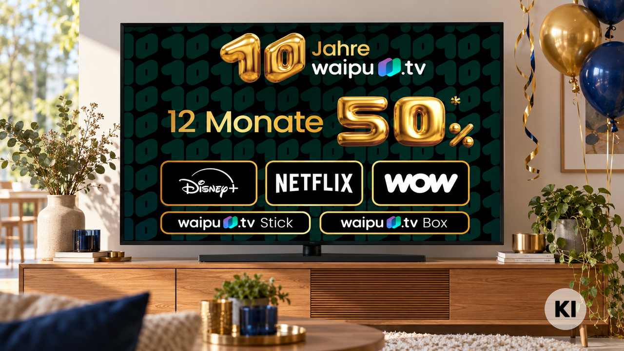 Zum Beitrag: Geburtstags-Aktion: Fast alle waipu.tv-Pakete zum halben Preis