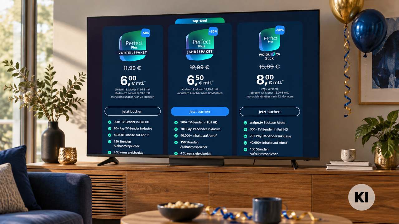 waipu.tv Perfect Plus Jahrespaket zum Geburtstagspreis von 6,50 € pro Monat