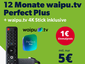 Zum Beitrag: waipu.tv TV-Stick für 1 € zum waipu.tv Perfect Plus Jahrespaket für 12x 5 € im Monat (gesamt: 61 €)