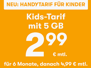Zum Beitrag: winSIM Kids-Tarif: Allnet-Flat + 5 GB Internet ab 2,99 € Grundgebühr (ab 7. Monat: 4,99 €)